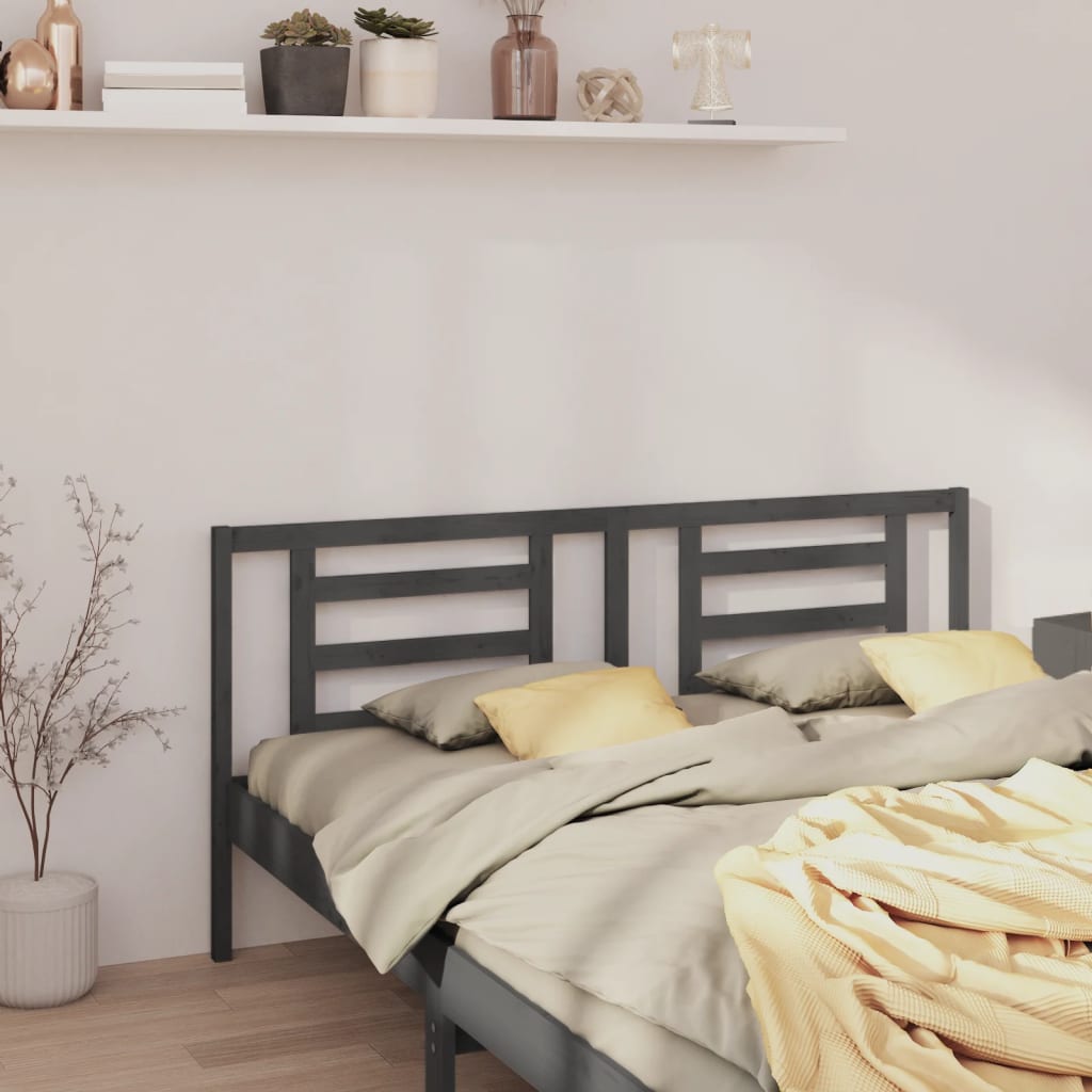 vidaXL Bed Headboard | Grey | Solid pine wood | 206 cm wide | Durable