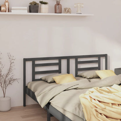 vidaXL Bed Headboard | Grey | Solid pine wood | 206 cm wide | Durable