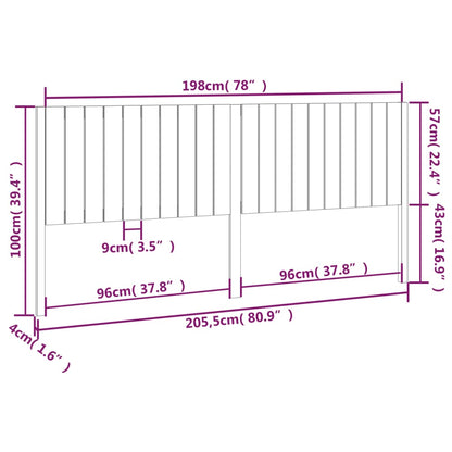 vidaXL Bed Headboard 205.5x4x100 cm Solid Wood Pine