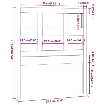 vidaXL Bed Headboard Grey 95.5x4x100 cm Solid Wood Pine