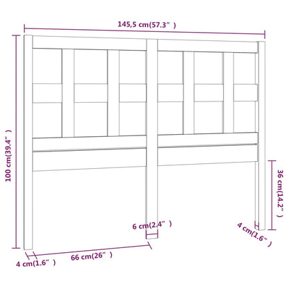vidaXL Bed Headboard Grey 145.5x4x100 cm Solid Wood Pine
