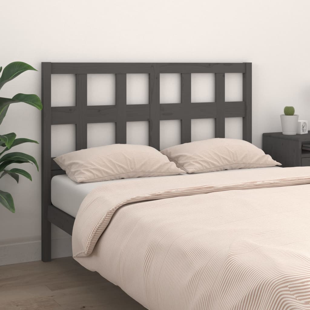 vidaXL Bed Headboard Grey 205.5x4x100 cm Solid Wood Pine