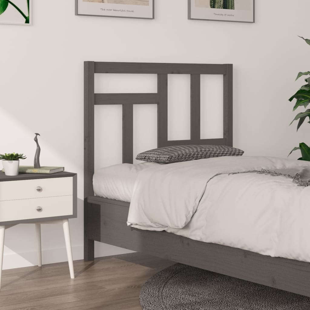 vidaXL Bed Headboard | Grey | Solid pine wood | 95.5x4x100 cm | Modern