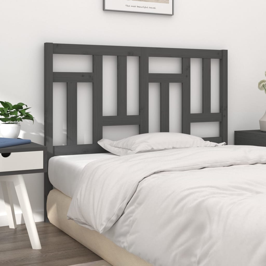 vidaXL Bed Headboard | Grey | Solid pinewood | 125.5 cm x 4 cm x 100 cm