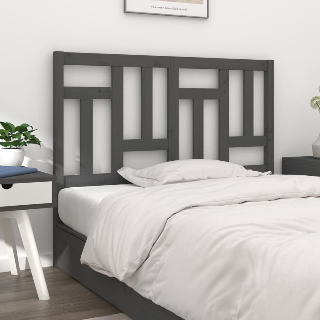 vidaXL Bed Headboard | Grey | Solid pinewood | 125.5 cm x 4 cm x 100 cm