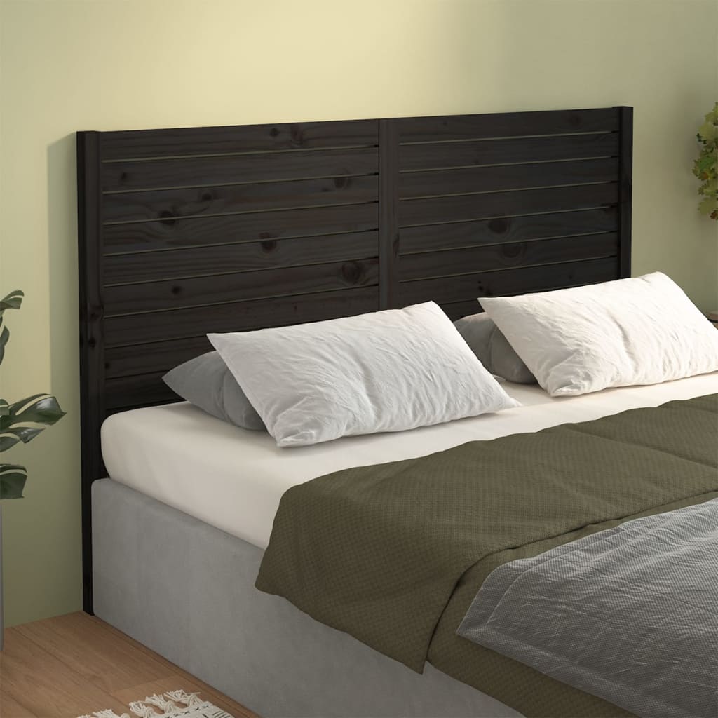 vidaXL Bed Headboard Black 141x4x100 cm Solid Wood Pine