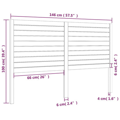 vidaXL Bed Headboard Black 146x4x100 cm Solid Wood Pine