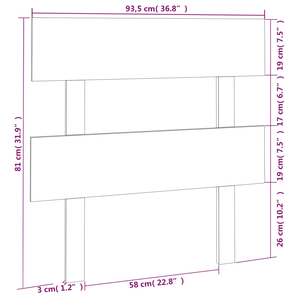 vidaXL Bed Headboard White 93.5x3x81 cm Solid Wood Pine