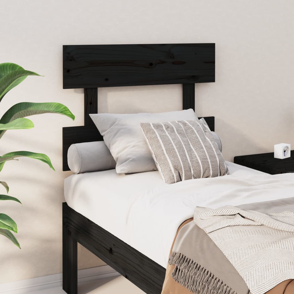 vidaXL Bed Headboard Black 93.5x3x81 cm Solid Wood Pine