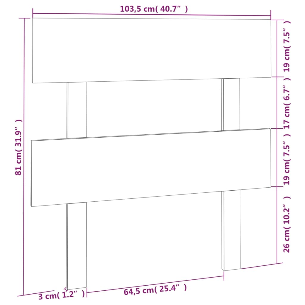vidaXL Bed Headboard White 103.5x3x81 cm Solid Wood Pine