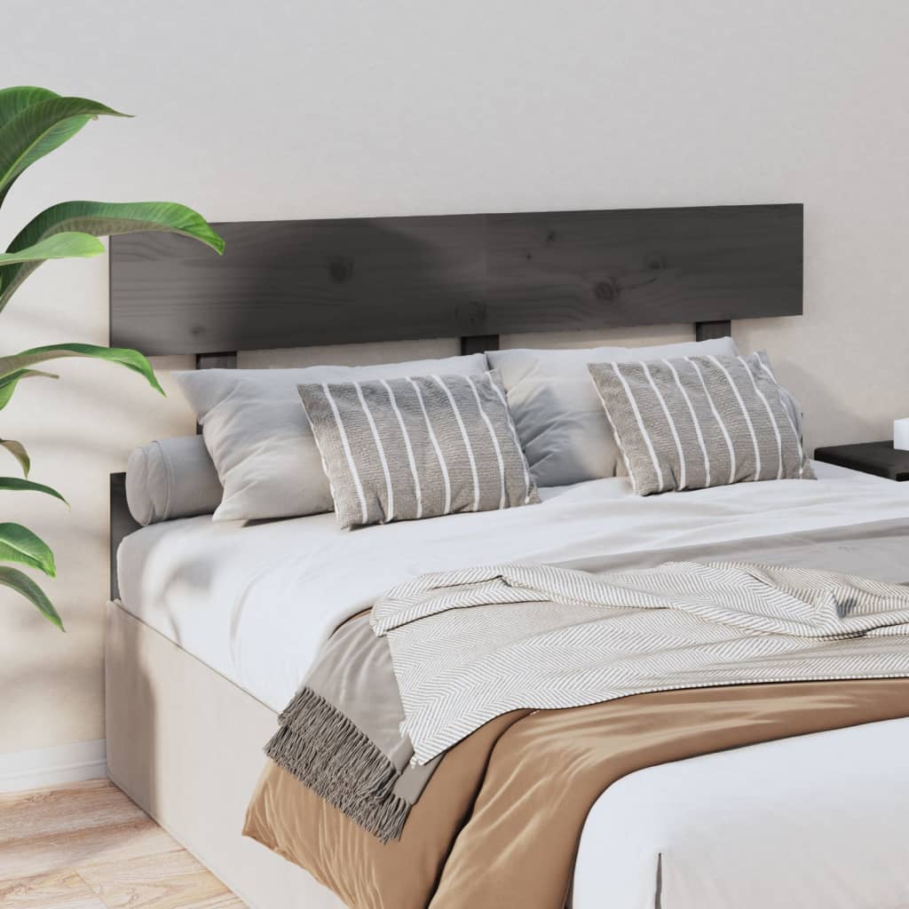 vidaXL Bed Headboard Grey 144x3x81 cm Solid Wood Pine