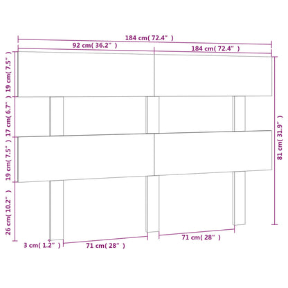vidaXL Bed Headboard Black 184x3x81 cm Solid Wood Pine