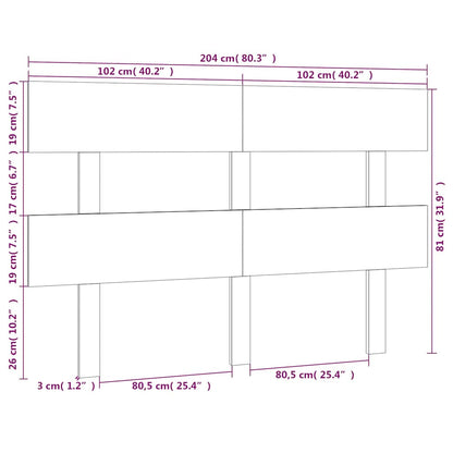 vidaXL Bed Headboard White 204x3x81 cm Solid Wood Pine