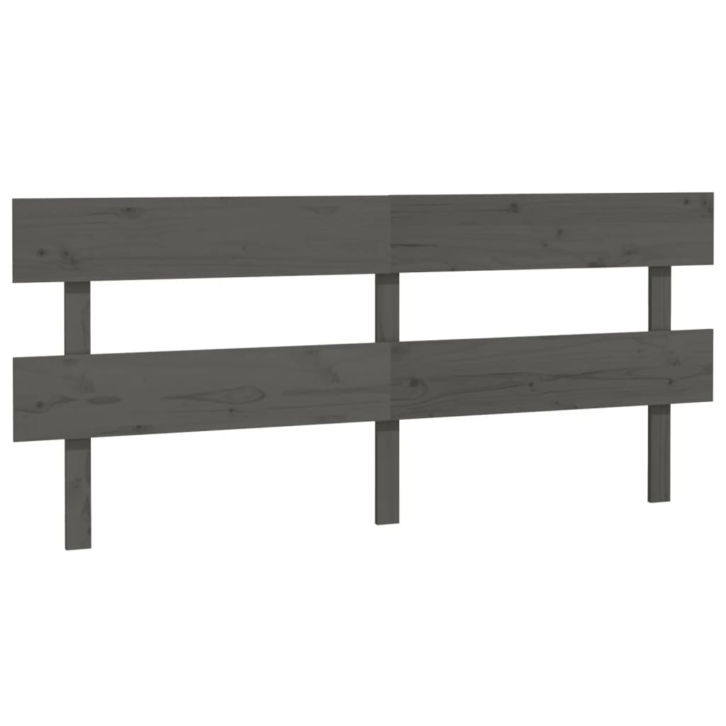 vidaXL Bed Headboard Grey 204x3x81 cm Solid Wood Pine