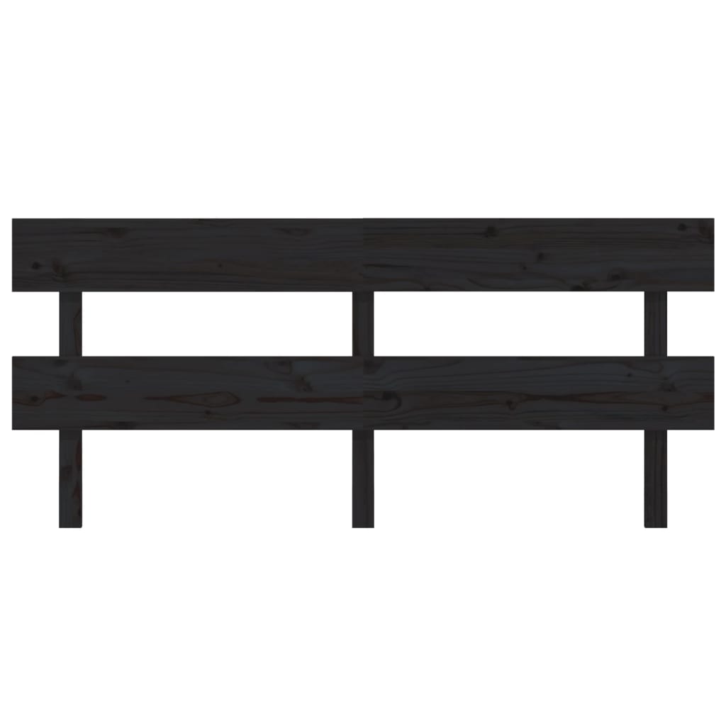 vidaXL Bed Headboard Black 204x3x81 cm Solid Wood Pine
