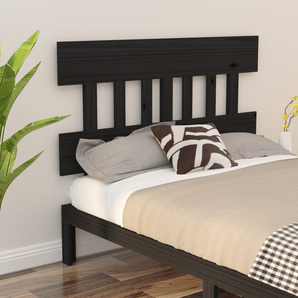 vidaXL Bed Headboard Black 123.5x3x81 cm Solid Wood Pine