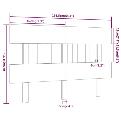 vidaXL Bed Headboard | Grey | Solid pine wood | 163.5 x 3 x 81 cm
