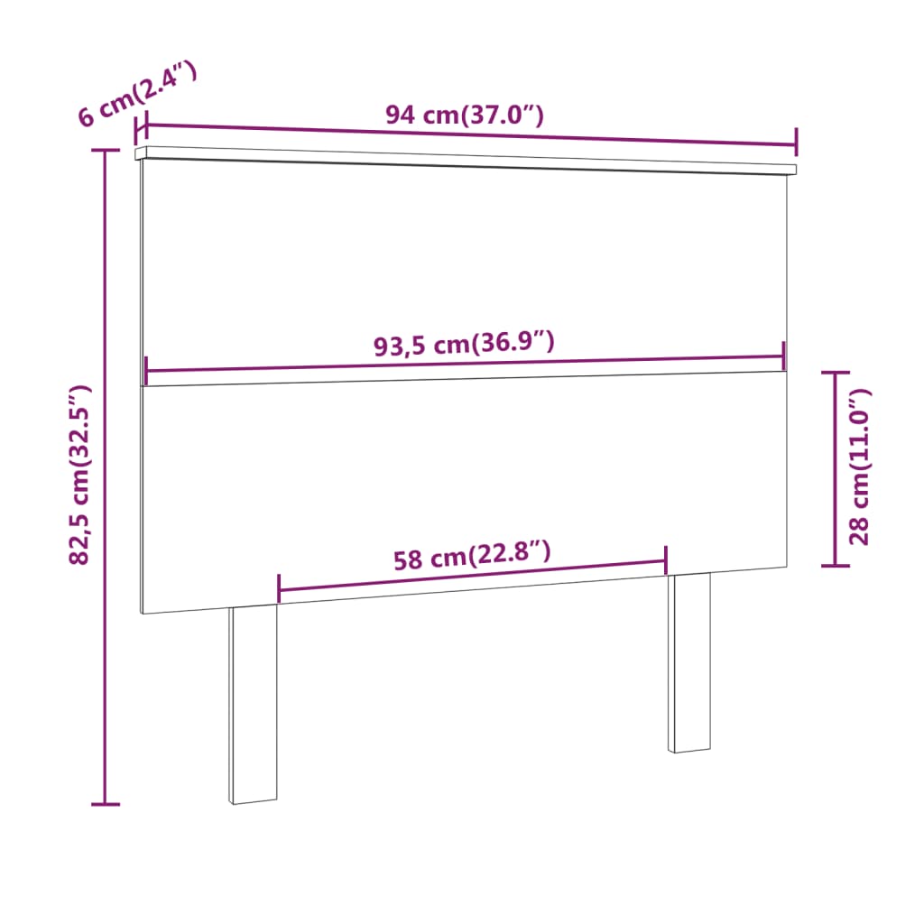vidaXL Bed Headboard White 94x6x82.5 cm Solid Wood Pine