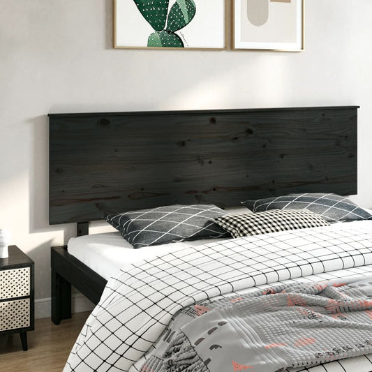 819194 vidaXL Bed Headboard Black 204x6x82,5 cm Solid Wood Pine