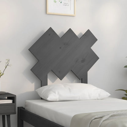 vidaXL Bed Headboard | Grey | Solid Pine Wood | Decorative Inlays