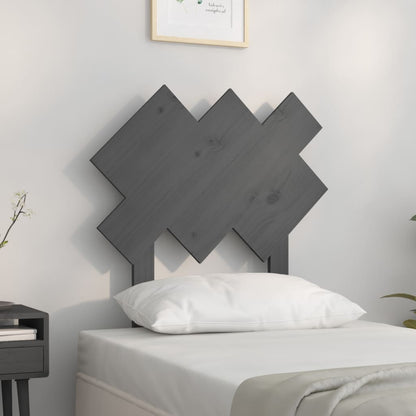 vidaXL Bed Headboard | Grey | Solid Pine Wood | Decorative Inlays