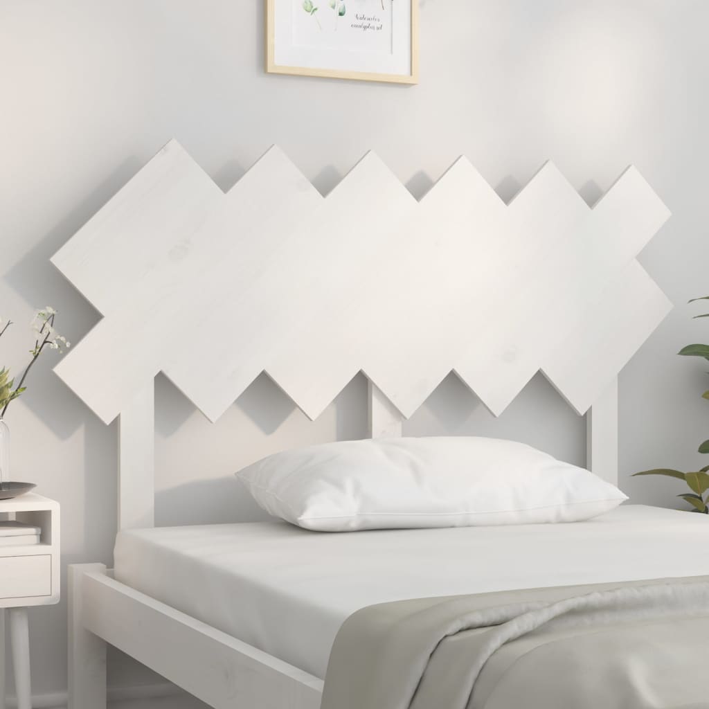 vidaXL Bed Headboard | White | Solid pinewood | Standard | Decorative Inlays