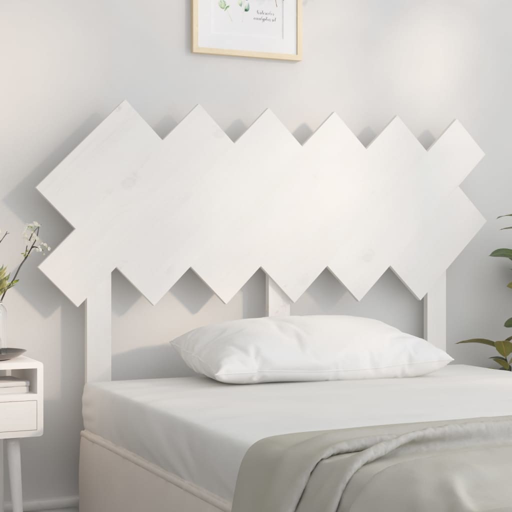 vidaXL Bed Headboard | White | Solid pinewood | Standard | Decorative Inlays