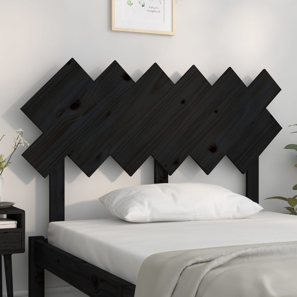 vidaXL Bed Headboard | Black | Solid pine wood | Standard | Decorative Inlays