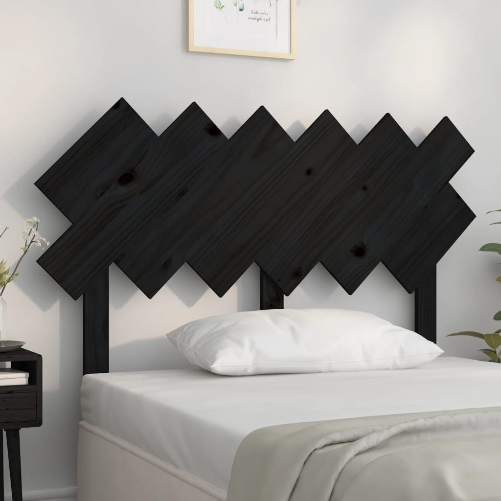 vidaXL Bed Headboard | Black | Solid pine wood | Standard | Decorative Inlays