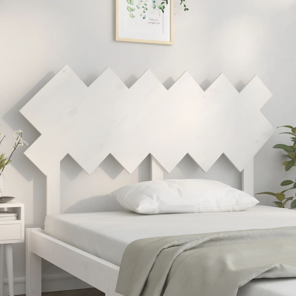 vidaXL Bed Headboard | White | Solid Pine Wood | 132x3x81 cm | Decorative Inlays