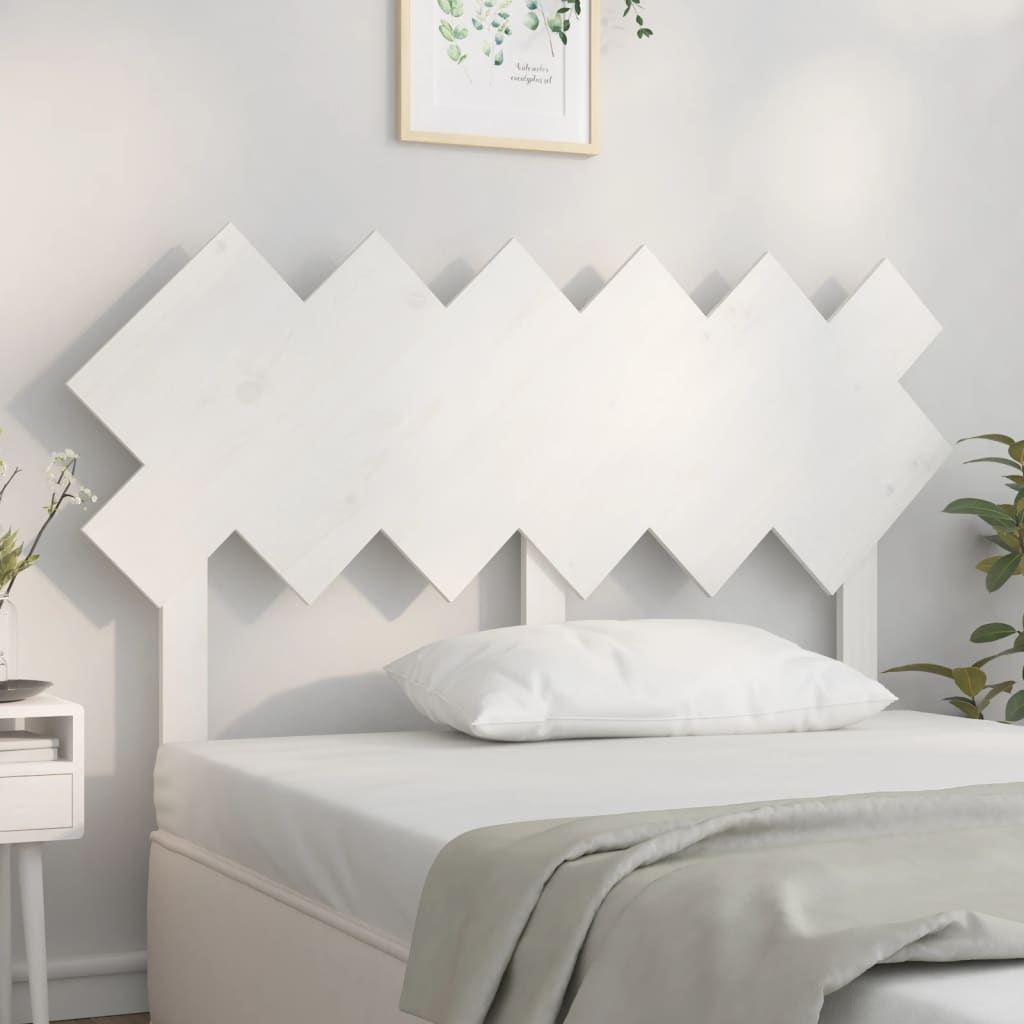 vidaXL Bed Headboard | White | Solid Pine Wood | 132x3x81 cm | Decorative Inlays