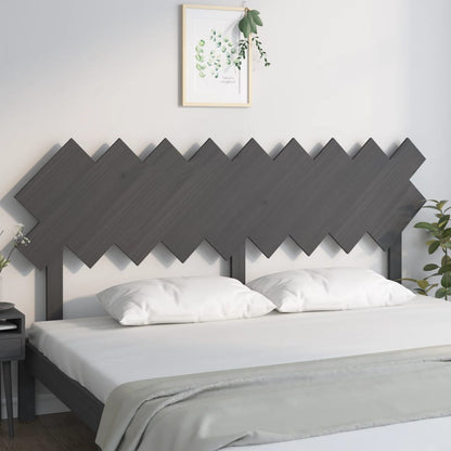 vidaXL Bed Headboard | Grey | Solid Pine Wood | Decorative Inlays