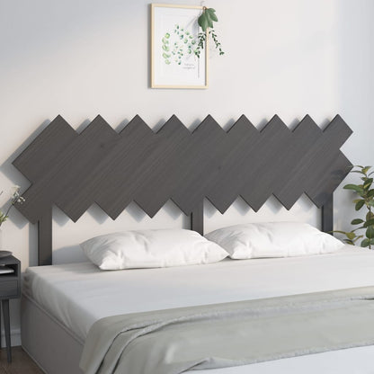 vidaXL Bed Headboard | Grey | Solid Pine Wood | Decorative Inlays