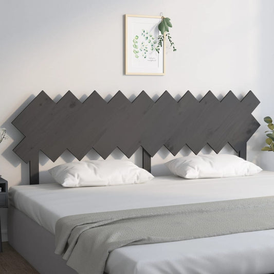 819242 vidaXL Bed Headboard Grey 196x3x80,5 cm Solid Wood Pine