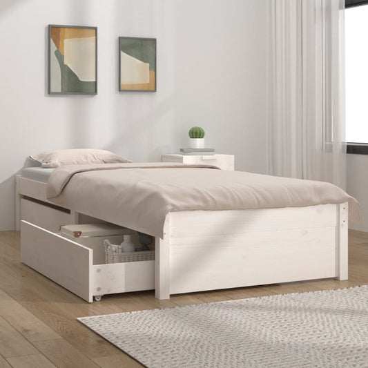 3103464 vidaXL Bed Frame without Mattress with Drawers White 90x200 cm (814935+814985)