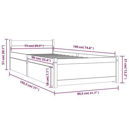 vidaXL Bed Frame without Mattress with Drawers Small Single