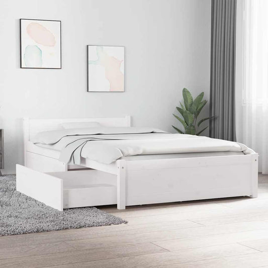 3103484 vidaXL Bed Frame without Mattress with Drawers White 90x200 cm (815030+814985)