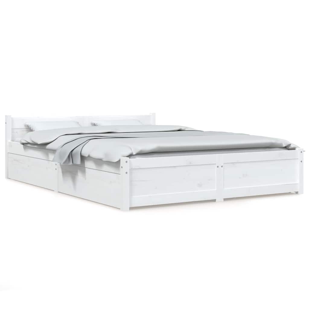 vidaXL Bed Frame without Mattress with Drawers White 120x200 cm