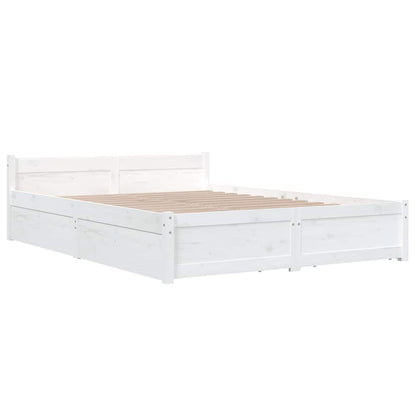 vidaXL Bed Frame without Mattress with Drawers White 120x200 cm