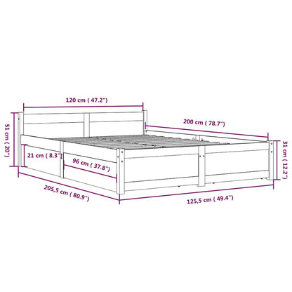 vidaXL Bed Frame without Mattress with Drawers White 120x200 cm