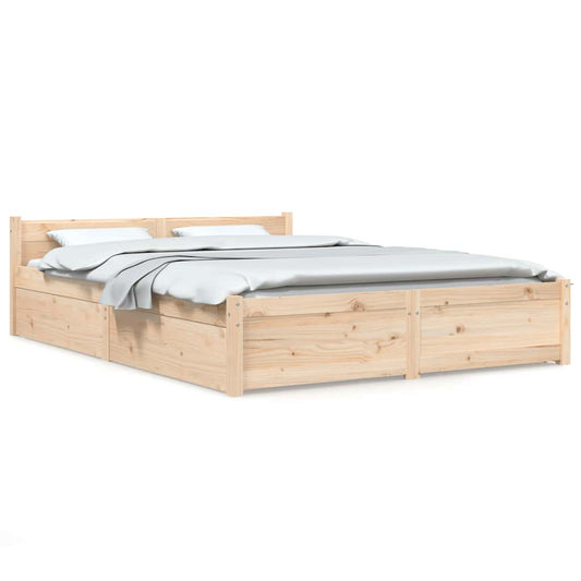 3103559 vidaXL Bed Frame without Mattress with Drawers 140x200 cm (815044+814999)