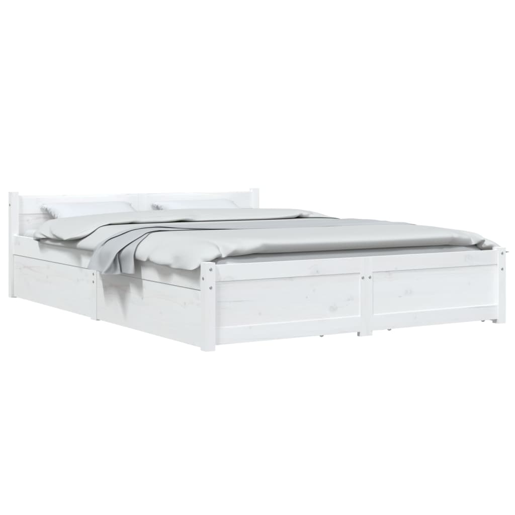 vidaXL Bed Frame without Mattress with Drawers White 160x200 cm