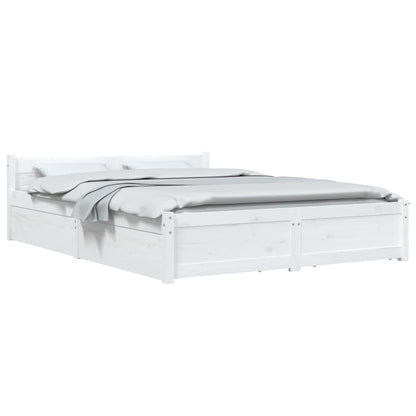 vidaXL Bed Frame without Mattress with Drawers White 160x200 cm