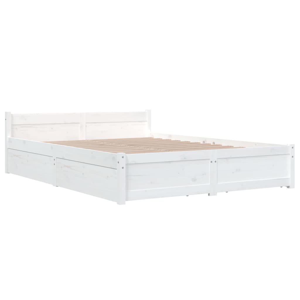 vidaXL Bed Frame without Mattress with Drawers White 160x200 cm