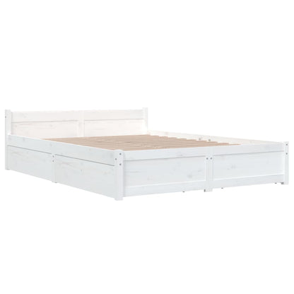 vidaXL Bed Frame without Mattress with Drawers White 160x200 cm