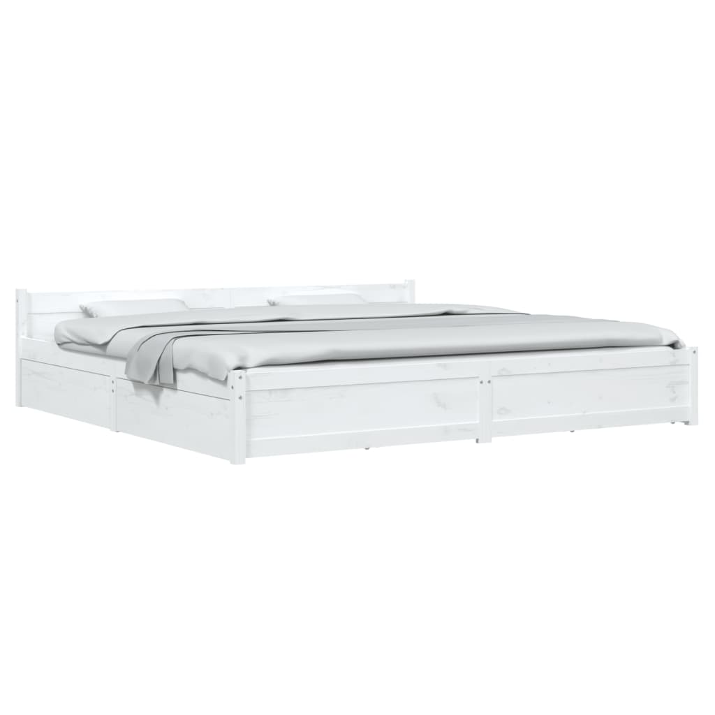 vidaXL Bed Frame without Mattress with Drawers White Super King