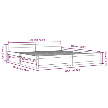 vidaXL Bed Frame without Mattress with Drawers White Super King