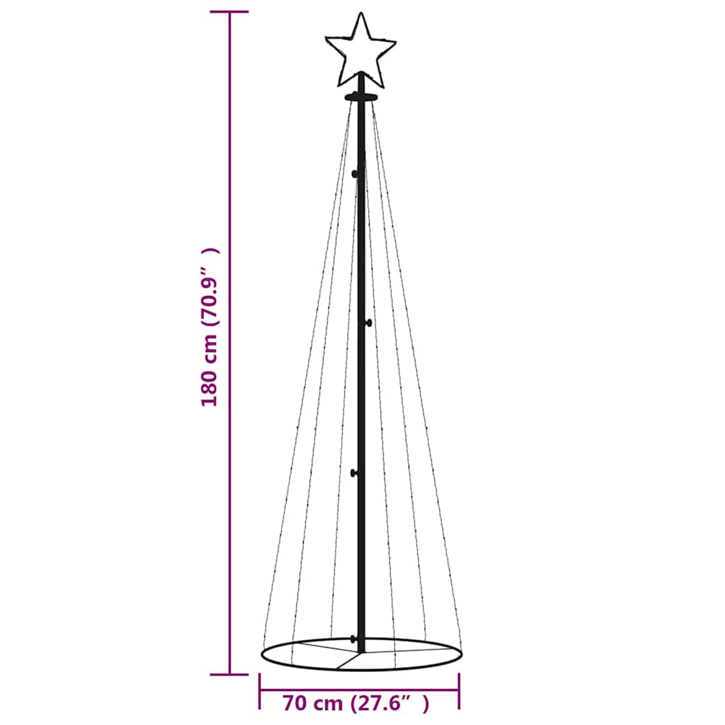 vidaXL Christmas Cone Tree Colourful 108 LEDs 70x180 cm