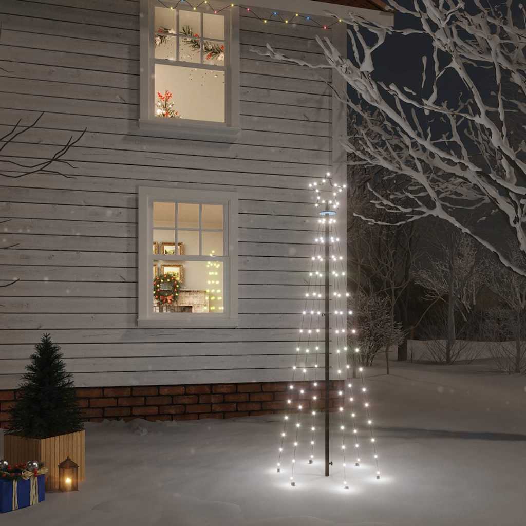 343551 vidaXL Christmas Tree with Spike Cold White 108 LEDs 180 cm