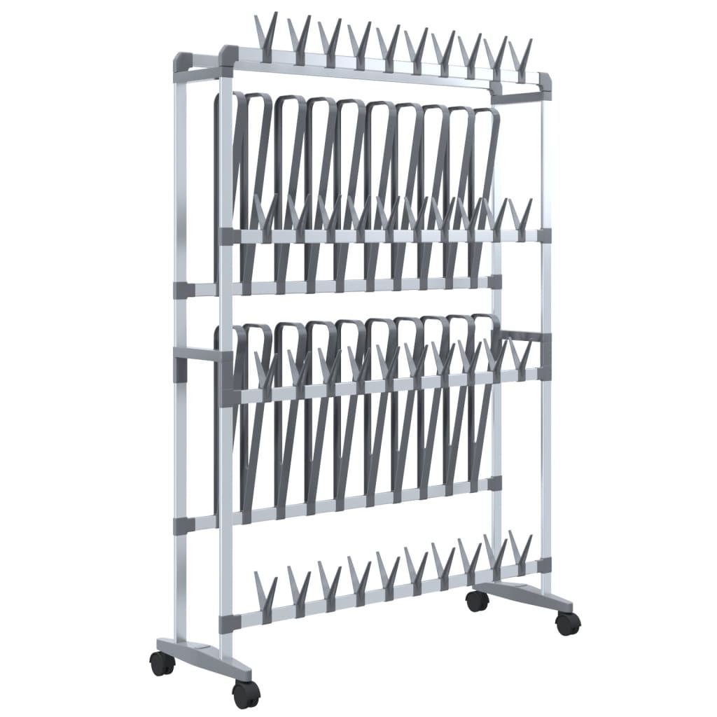 vidaXL Shoe Rack with Wheels Silver 89x27x120 cm